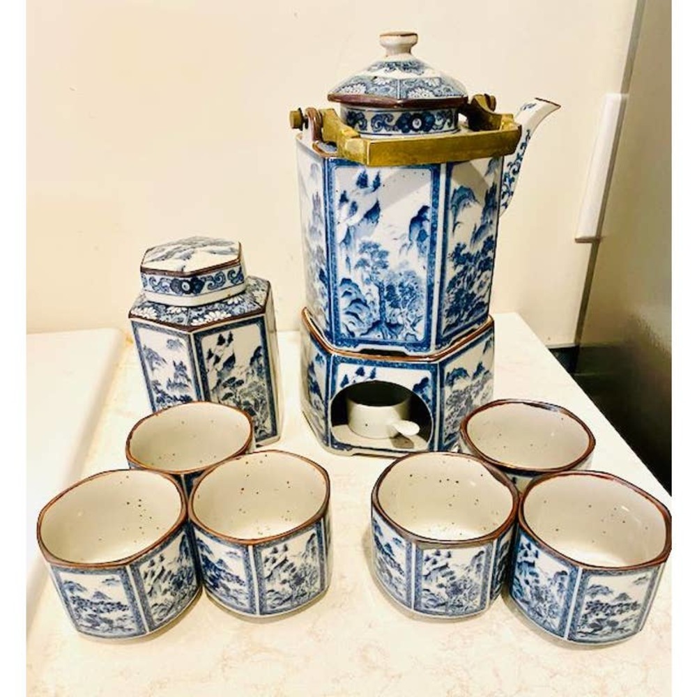 VTG Japanese Seiryu Dolphin Blue Teapot Set  - Tuscany Collection